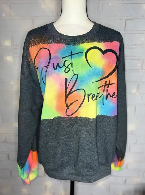 Just Breathe Patchwork Reverse Tie Dye Blank Crewneck Sweatshirt The Blended Owl