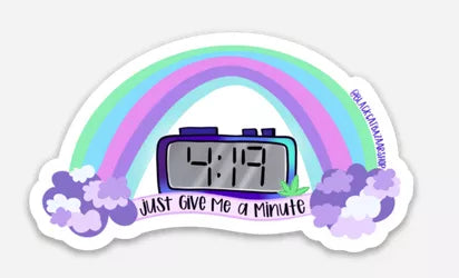 Just Give Me a Minute Sticker Black Cat Bazaar