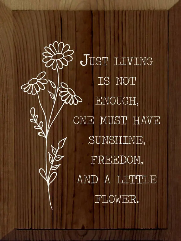 Jusy Living Is Not Enough, One Must Have Sunshine, Freedom.. Sawdust City
