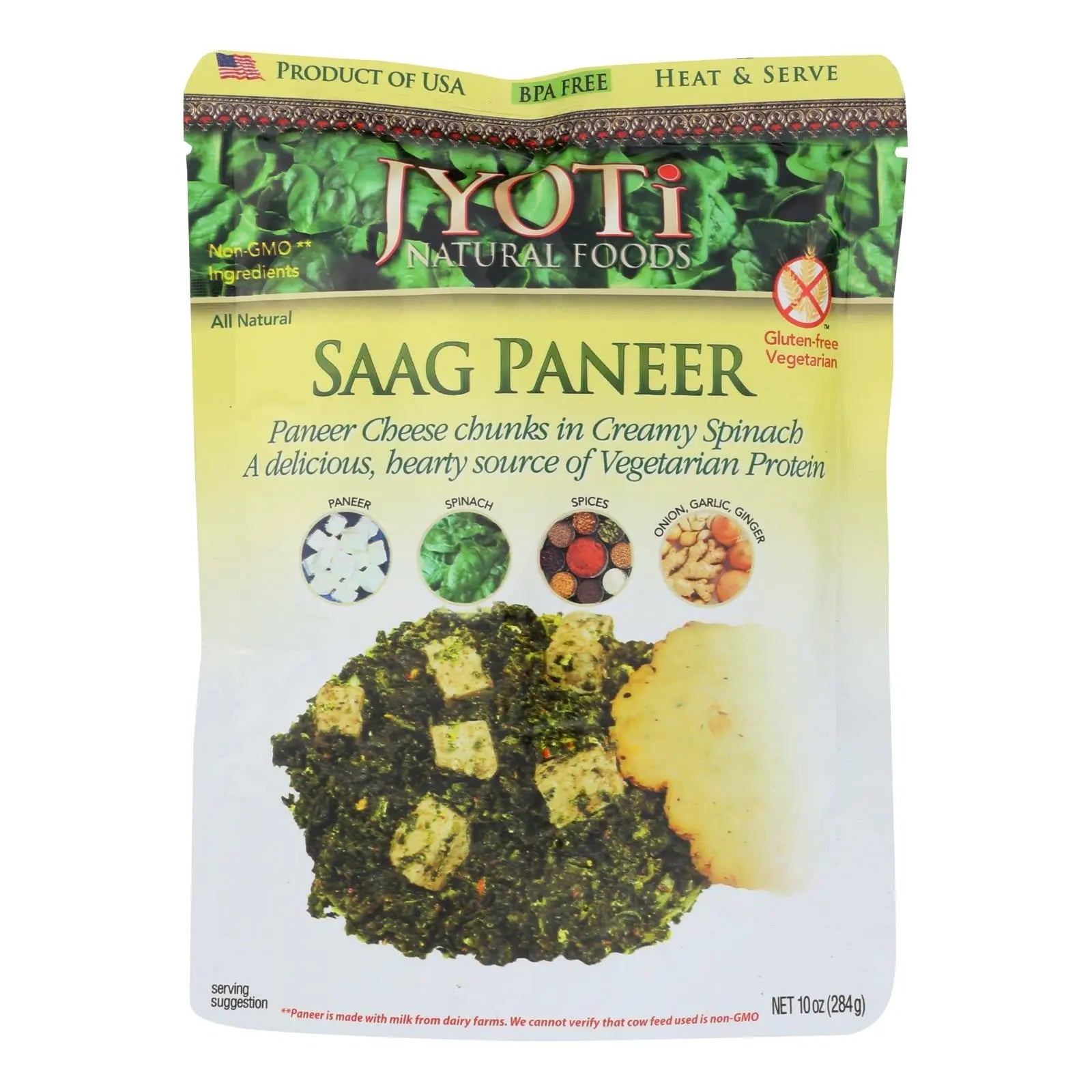Jyoti Cuisine India Saag Paneer - Case Of 6 - 10 Oz. Jyoti Cuisine India