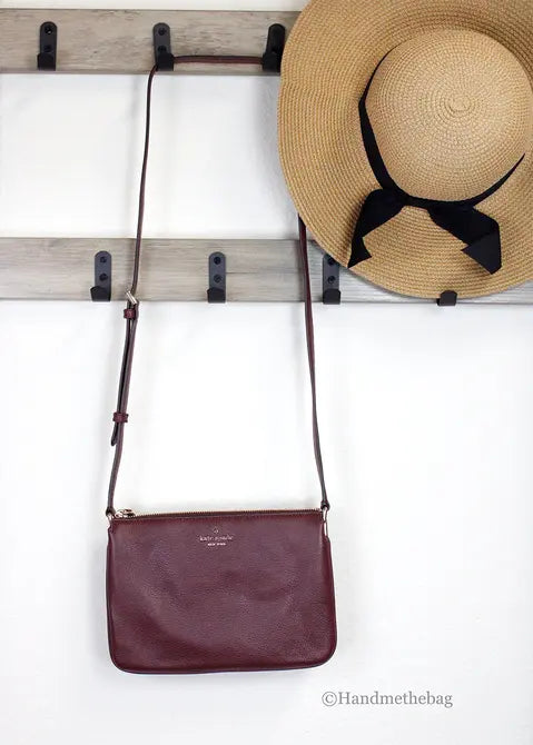 Kate Spade Jackson Cherrywood Leather Triple Gusset Crossbody Bag JV Deals