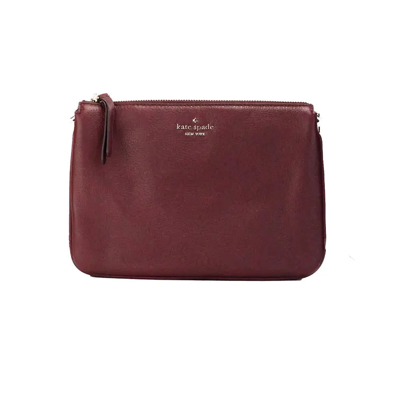 Kate Spade Jackson Cherrywood Leather Triple Gusset Crossbody Bag JV Deals