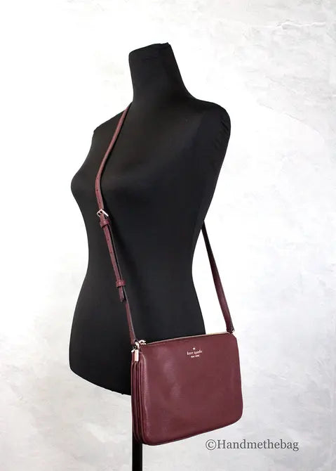 Kate Spade Jackson Cherrywood Leather Triple Gusset Crossbody Bag JV Deals