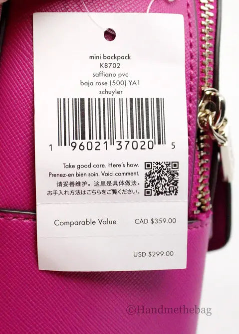 Kate Spade Schuyler Mini Baja Rose PVC Leather Backpack JV Deals