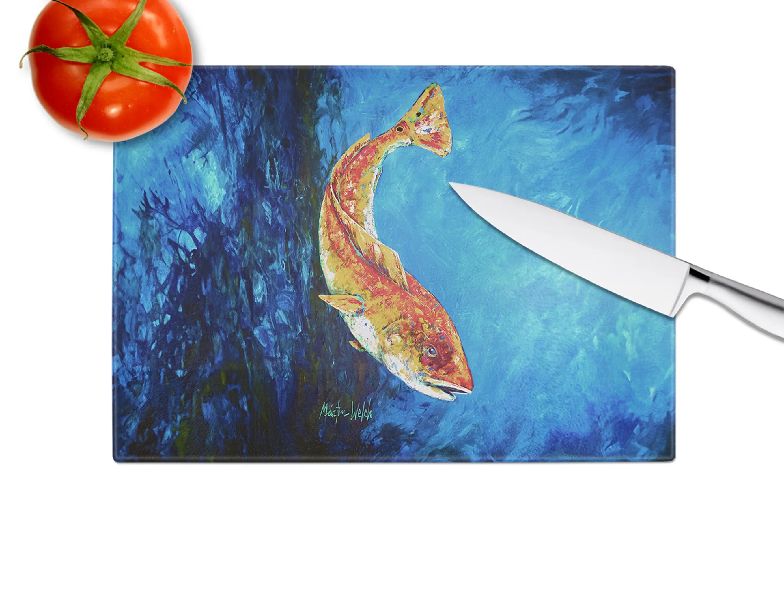 Katy Red Red Fish Glass Cutting Board Caroline's Treasures
