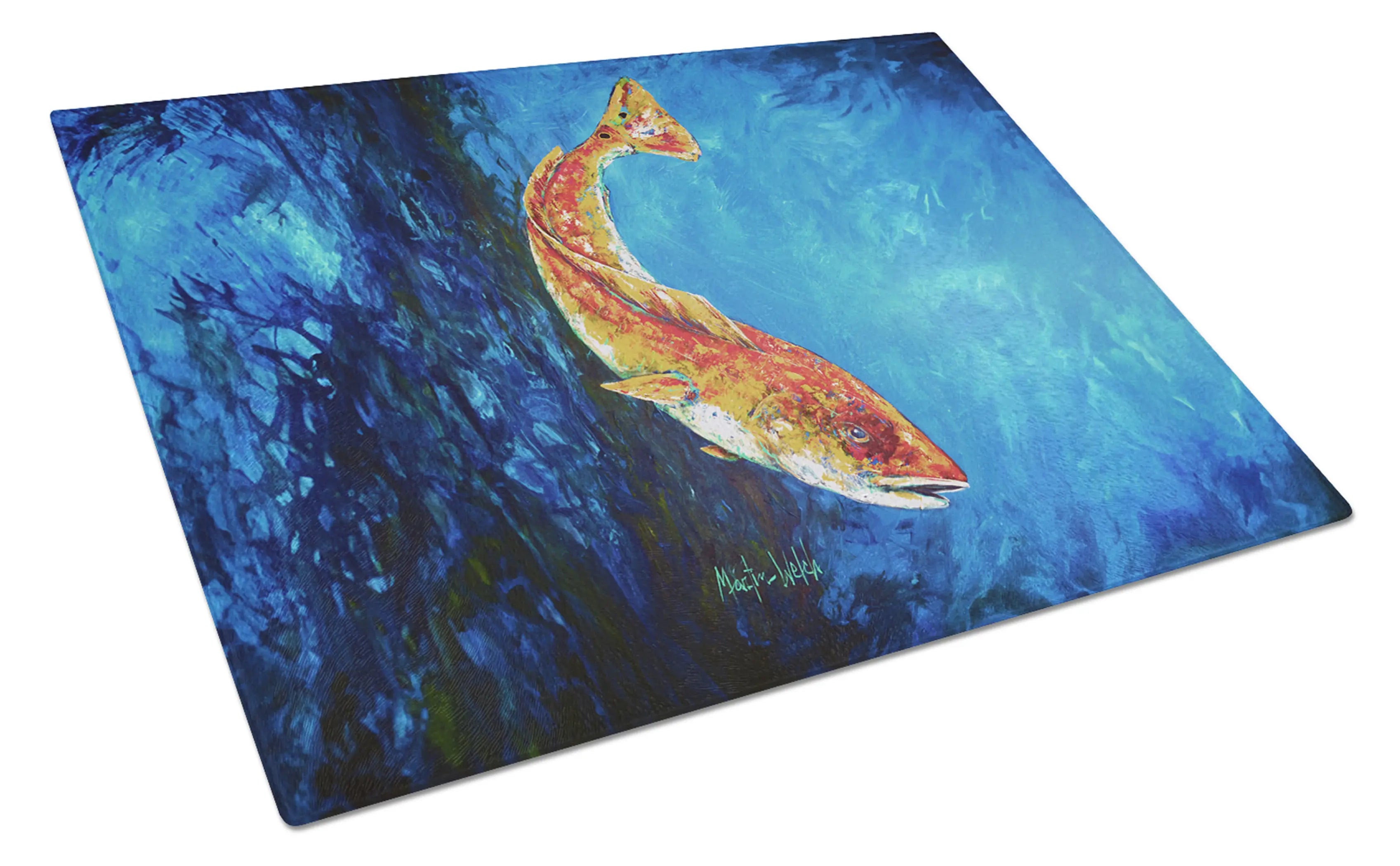 Katy Red Red Fish Glass Cutting Board Caroline's Treasures