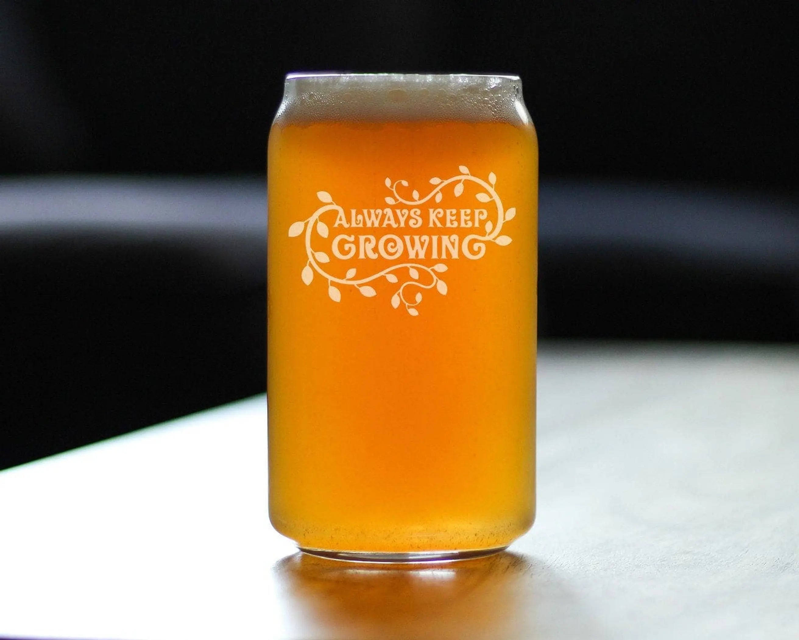Keep Growing Beer Can Pint Glass - Gardener Gifts and Decor Bevvee