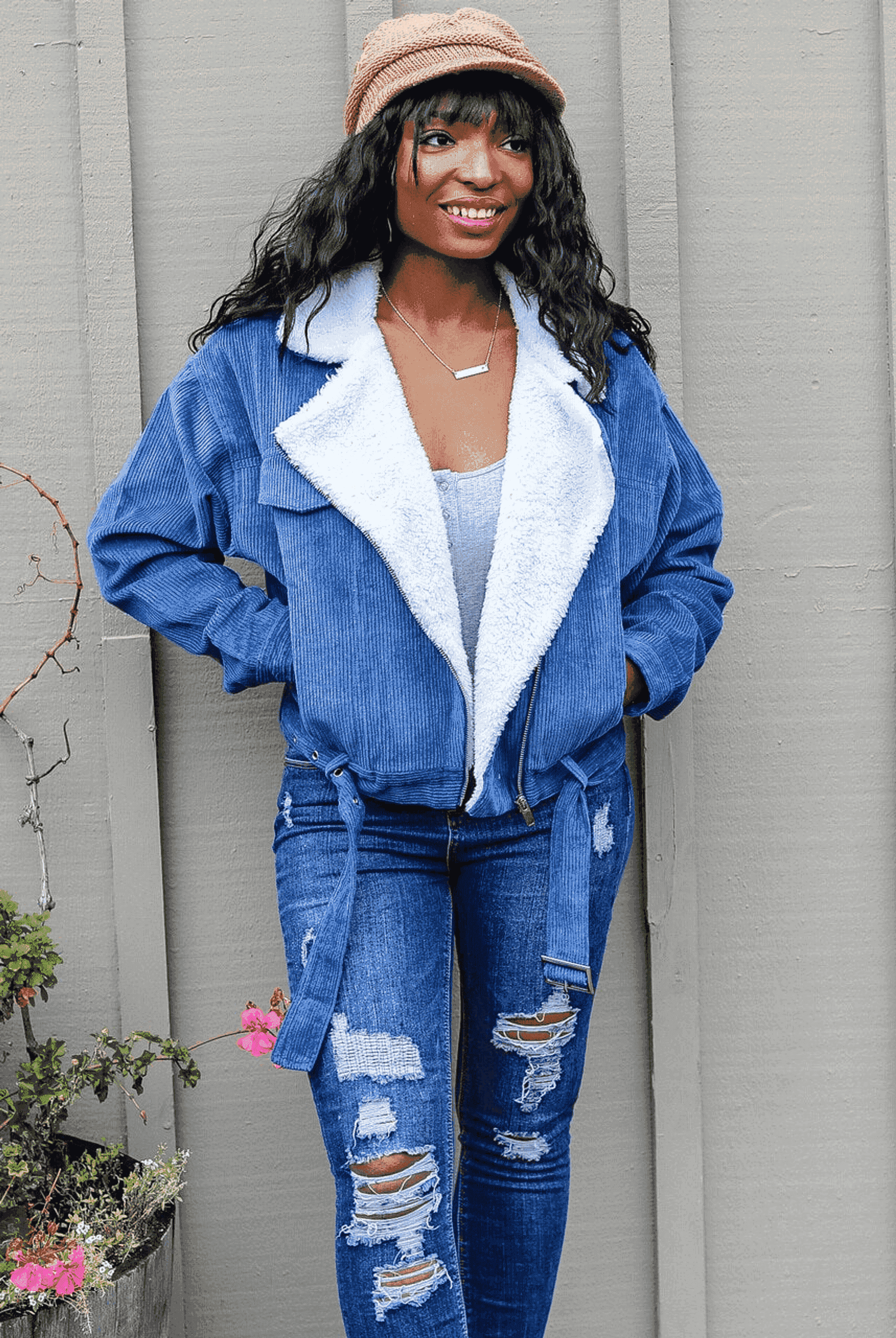Keep it Cozy Corduroy Jacket Blue SurelyMine