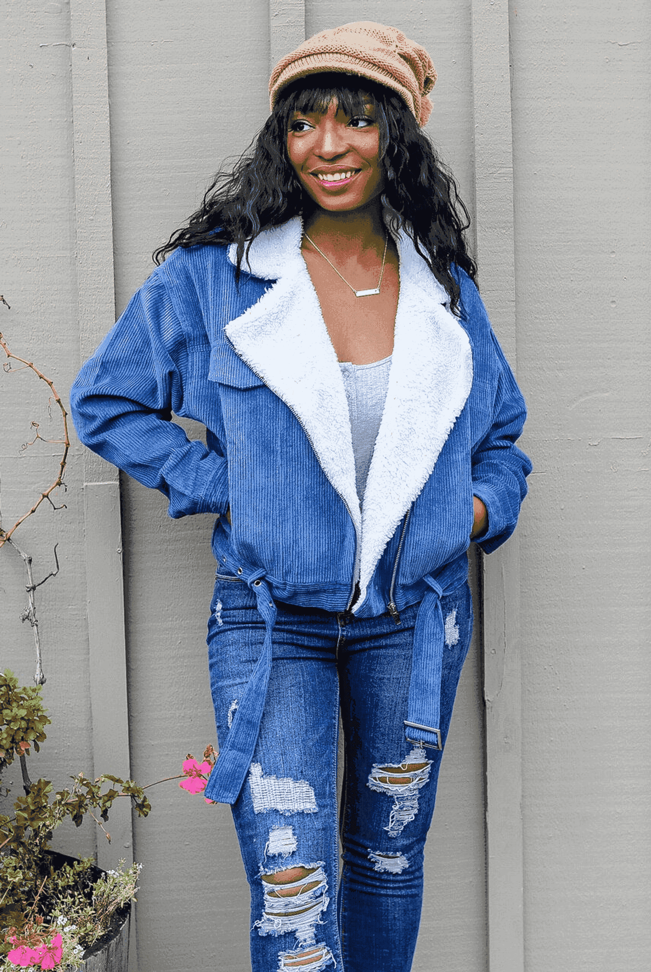 Keep it Cozy Corduroy Jacket Blue SurelyMine