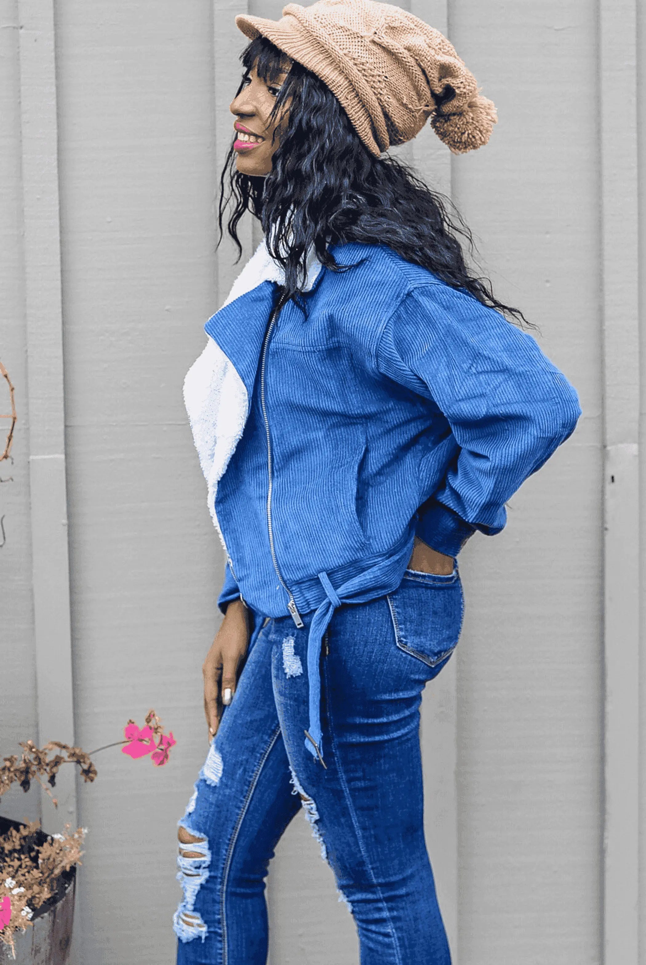 Keep it Cozy Corduroy Jacket Blue SurelyMine