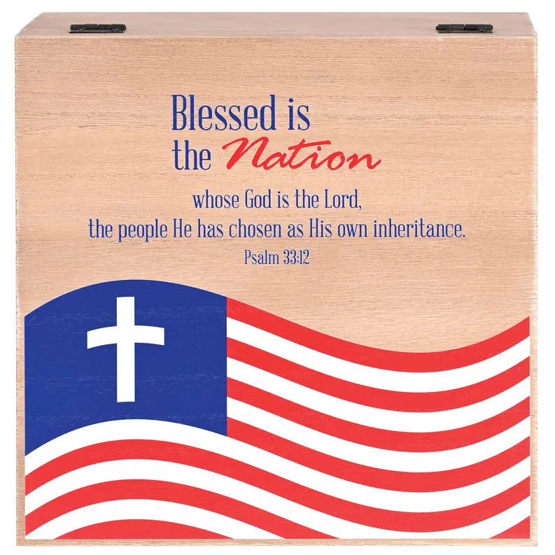 Keepsake Box Flag Blessed Is The MDF Dicksons Inc