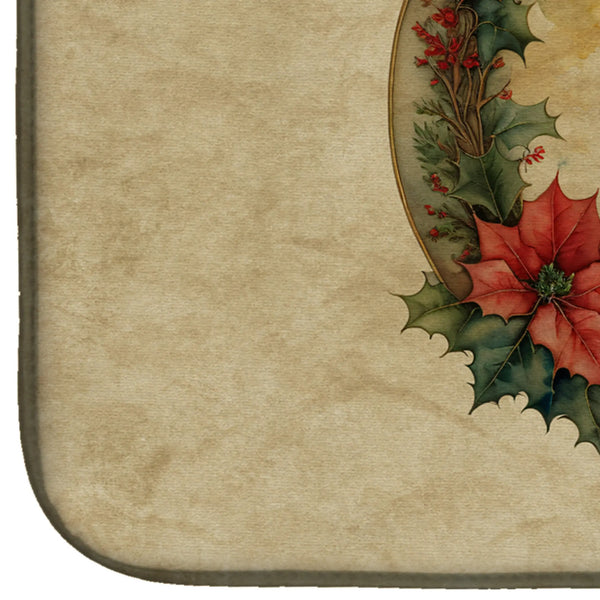 Keeshond Christmas Flowers Dish Drying Mat Caroline's Treasures