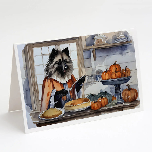 Keeshond Fall Kitchen Pumpkins Greeting Cards Pack of 8 Caroline's Treasures