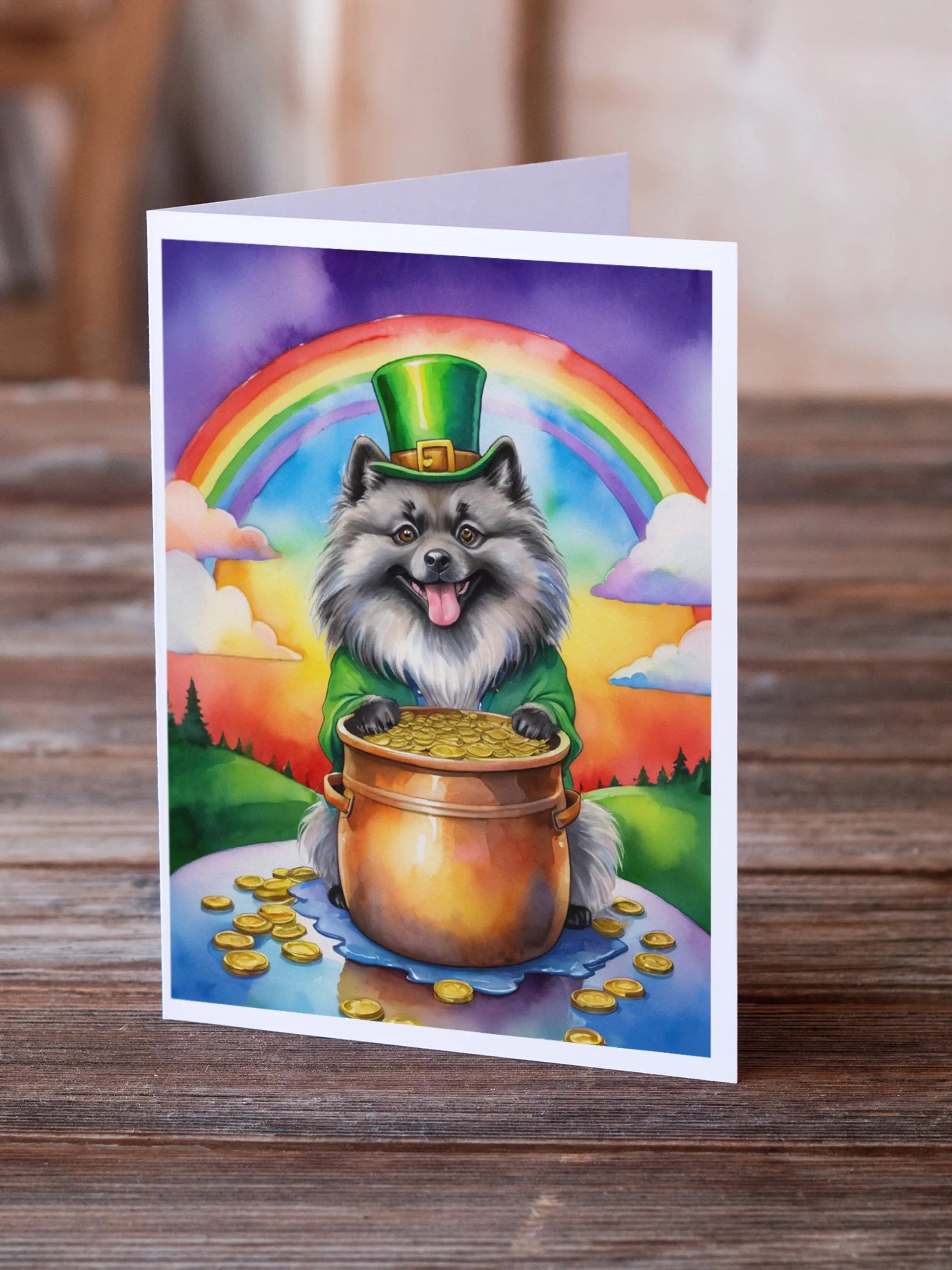 Keeshond St Patrick's Day Greeting Cards Pack of 8 Caroline's Treasures