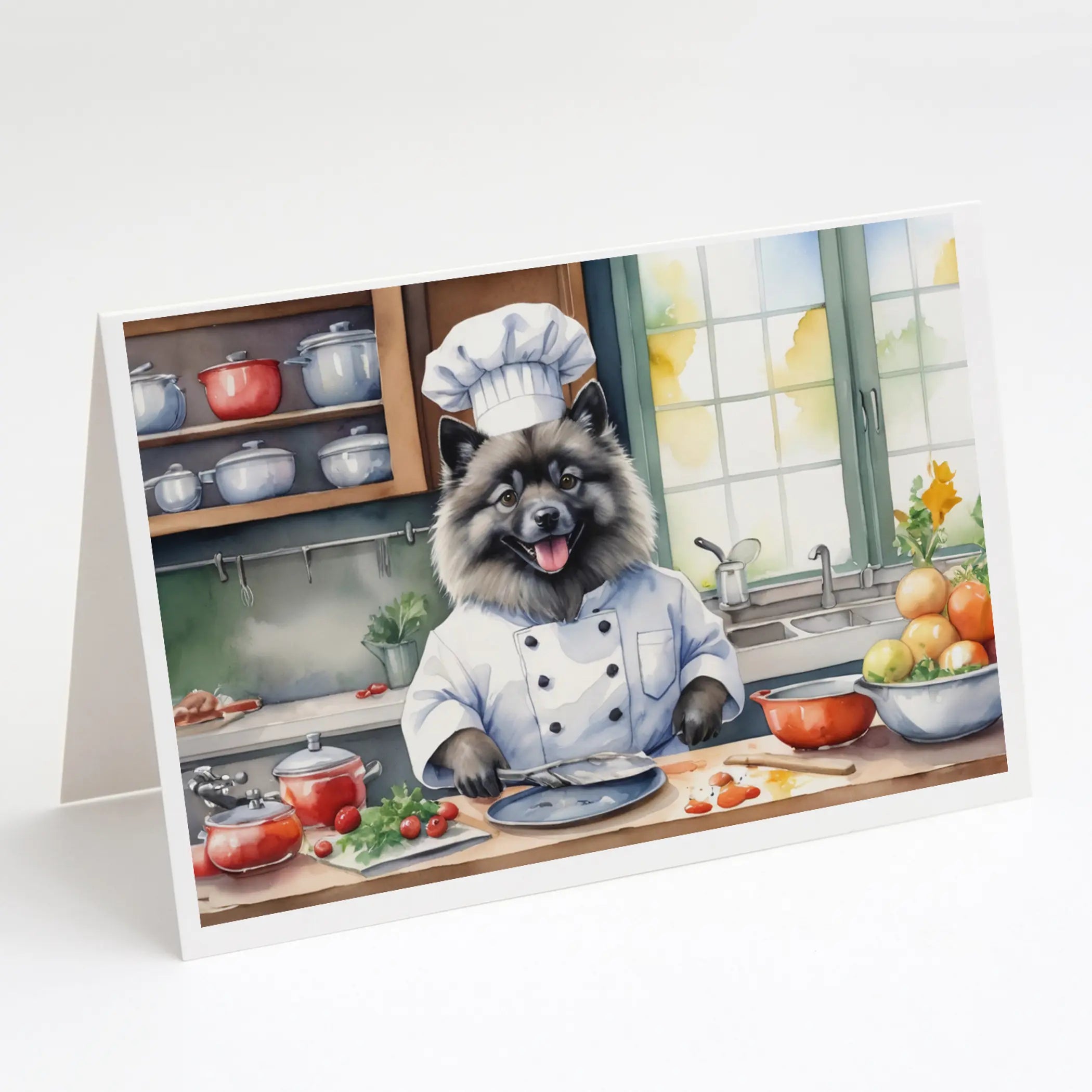 Keeshond The Chef Greeting Cards Pack of 8 Caroline's Treasures