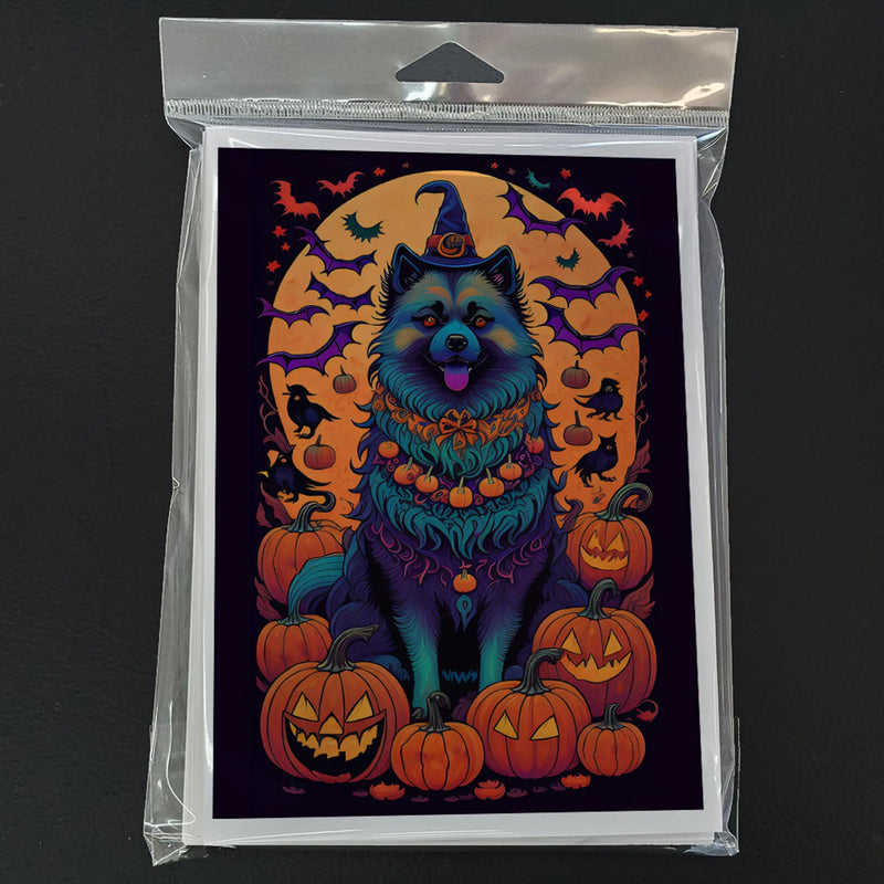 Keeshond Witchy Halloween Greeting Cards Pack of 8 Caroline's Treasures