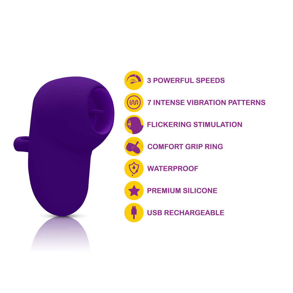 Kenley - Violet - Intense Flickering Finger Vibe With Comfort Grip Ring - GreatEagleInc