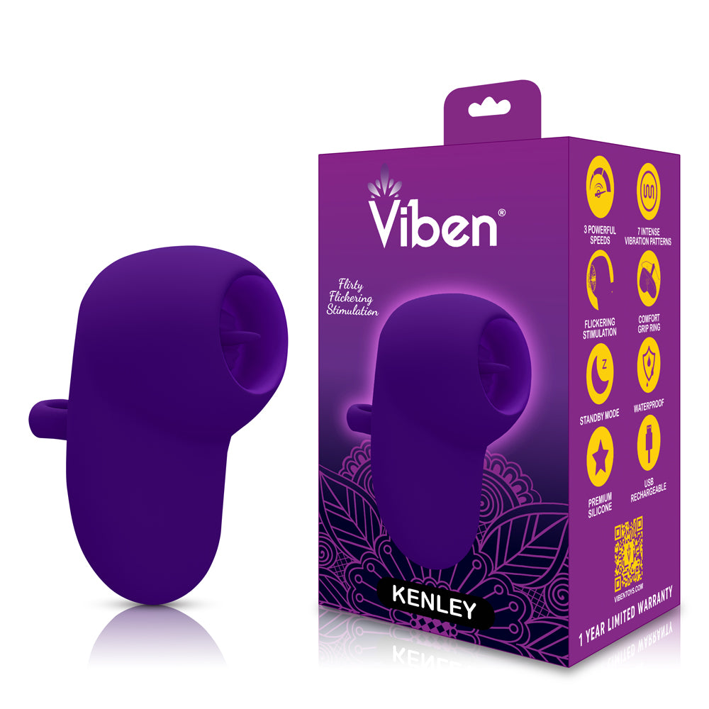 Kenley - Violet - Intense Flickering Finger Vibe With Comfort Grip Ring - GreatEagleInc