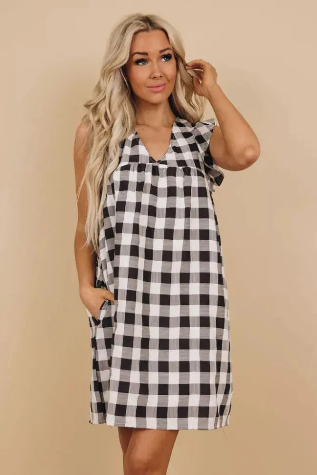 Kenny Plaid Ruffle Dress Stay Warm in Style