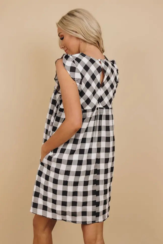 Kenny Plaid Ruffle Dress Stay Warm in Style
