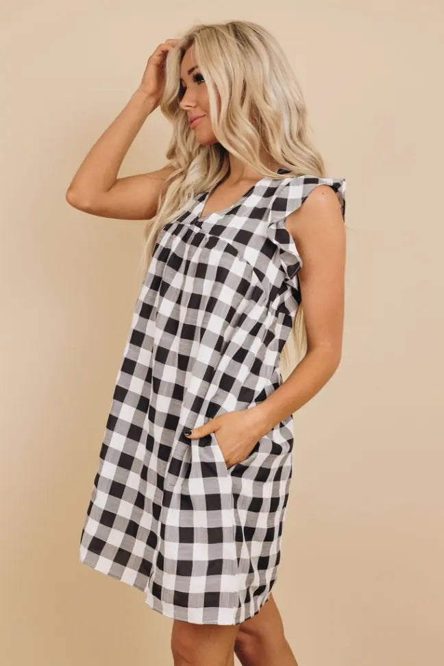 Kenny Plaid Ruffle Dress Stay Warm in Style