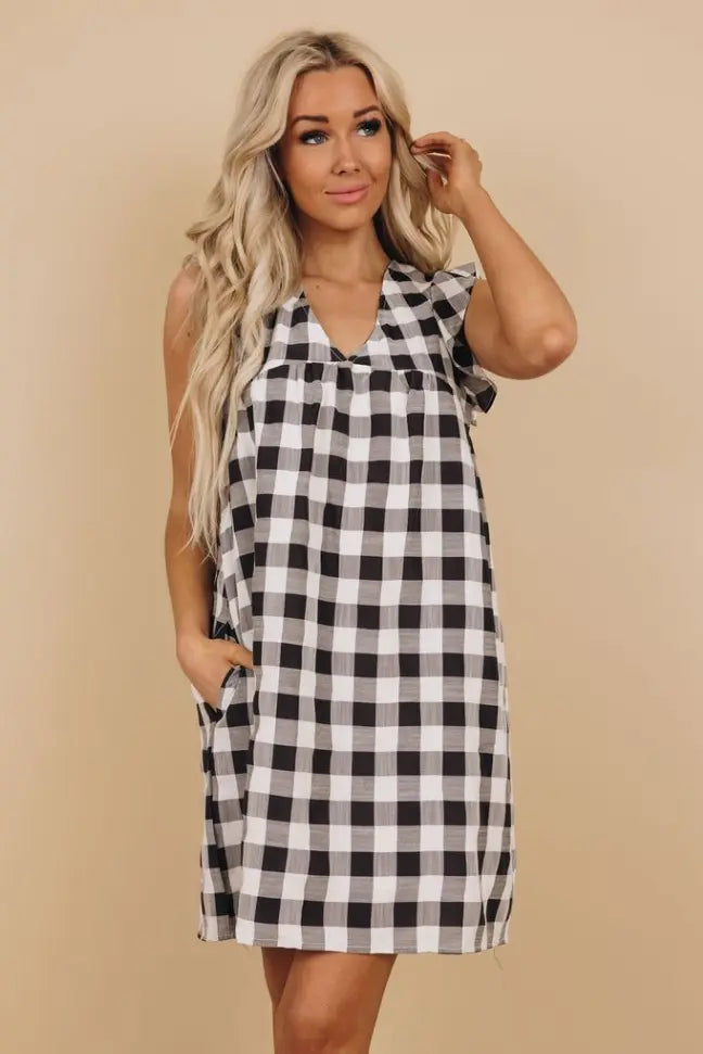 Kenny Plaid Ruffle Dress Stay Warm in Style
