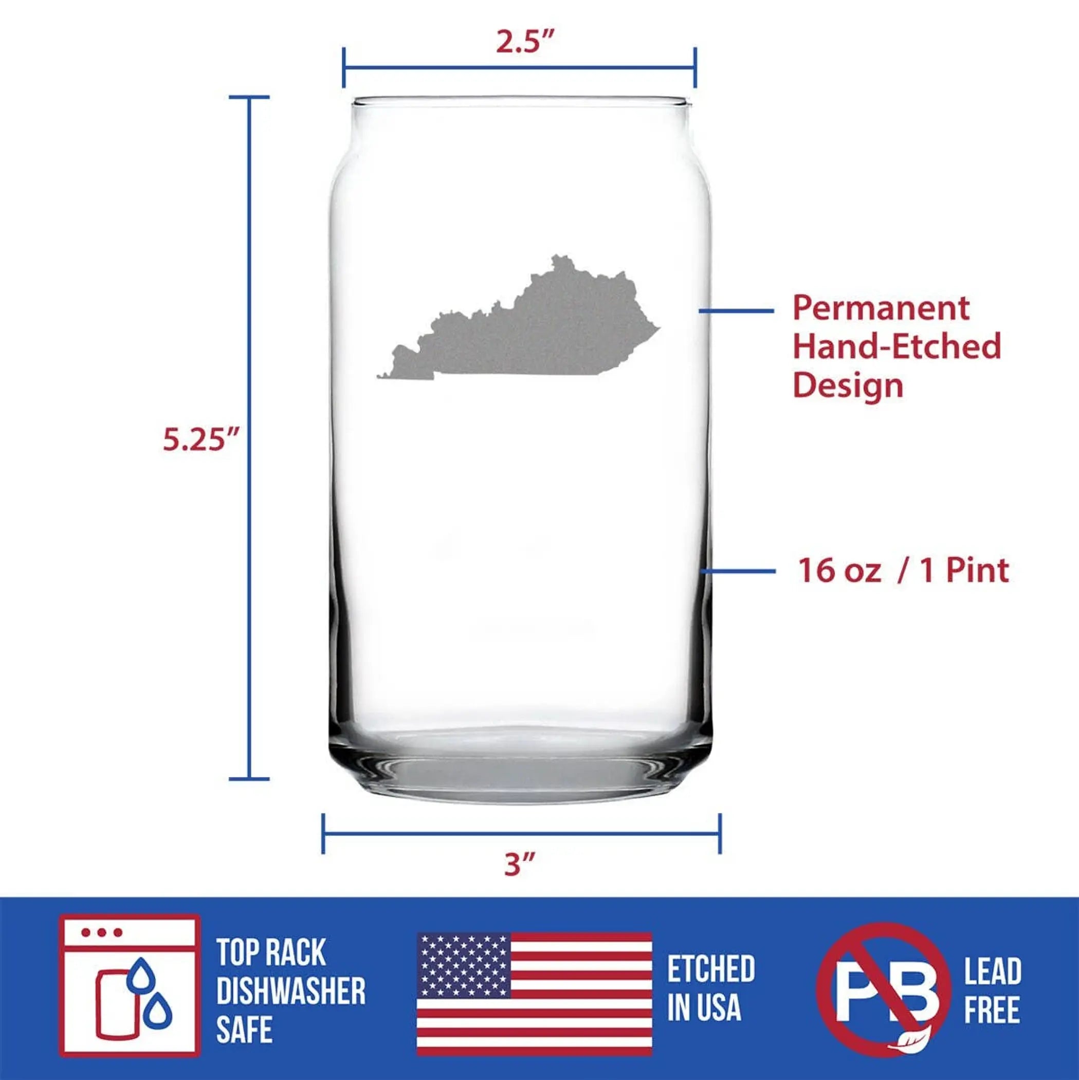 Kentucky Outline Beer Can Pint Glass - Kentuckers Gifts Bevvee