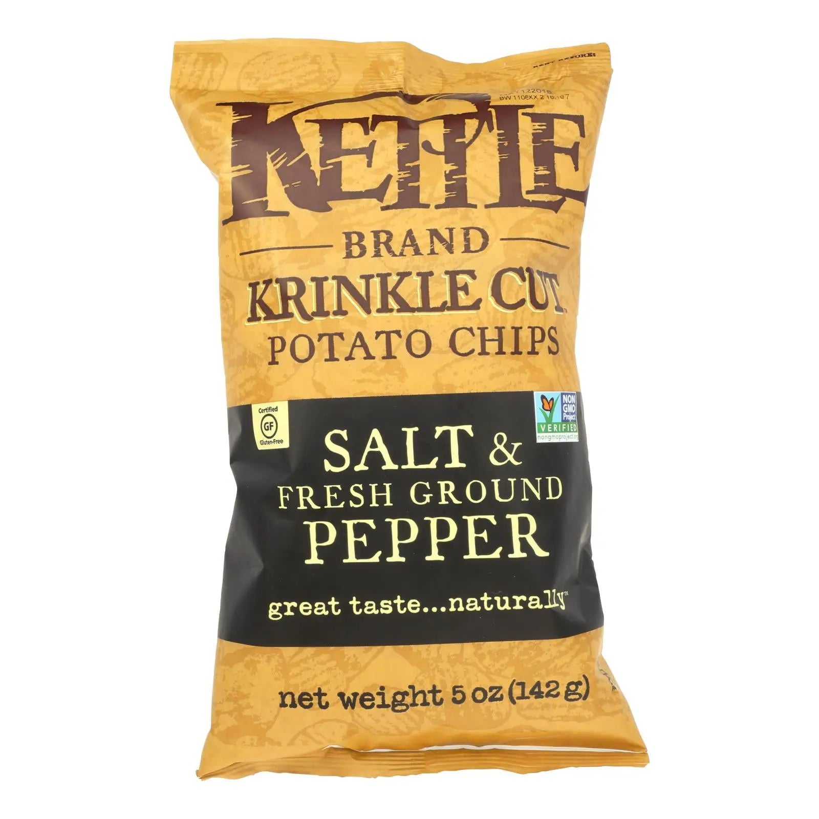Kettle Brand Potato Chips - Salt And Pepper - Case Of 15 - 5 Oz. Kettle Brand