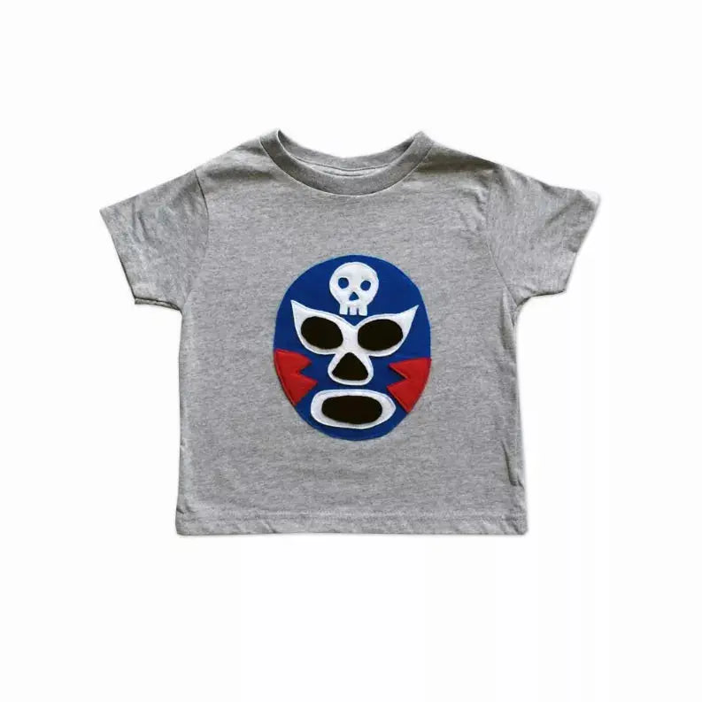 Kid's Cape and Shirt-Luchador Azul - Blue Mexican Wrestler Toddler T-Shirt & Green Cape Combo Mi Cielo