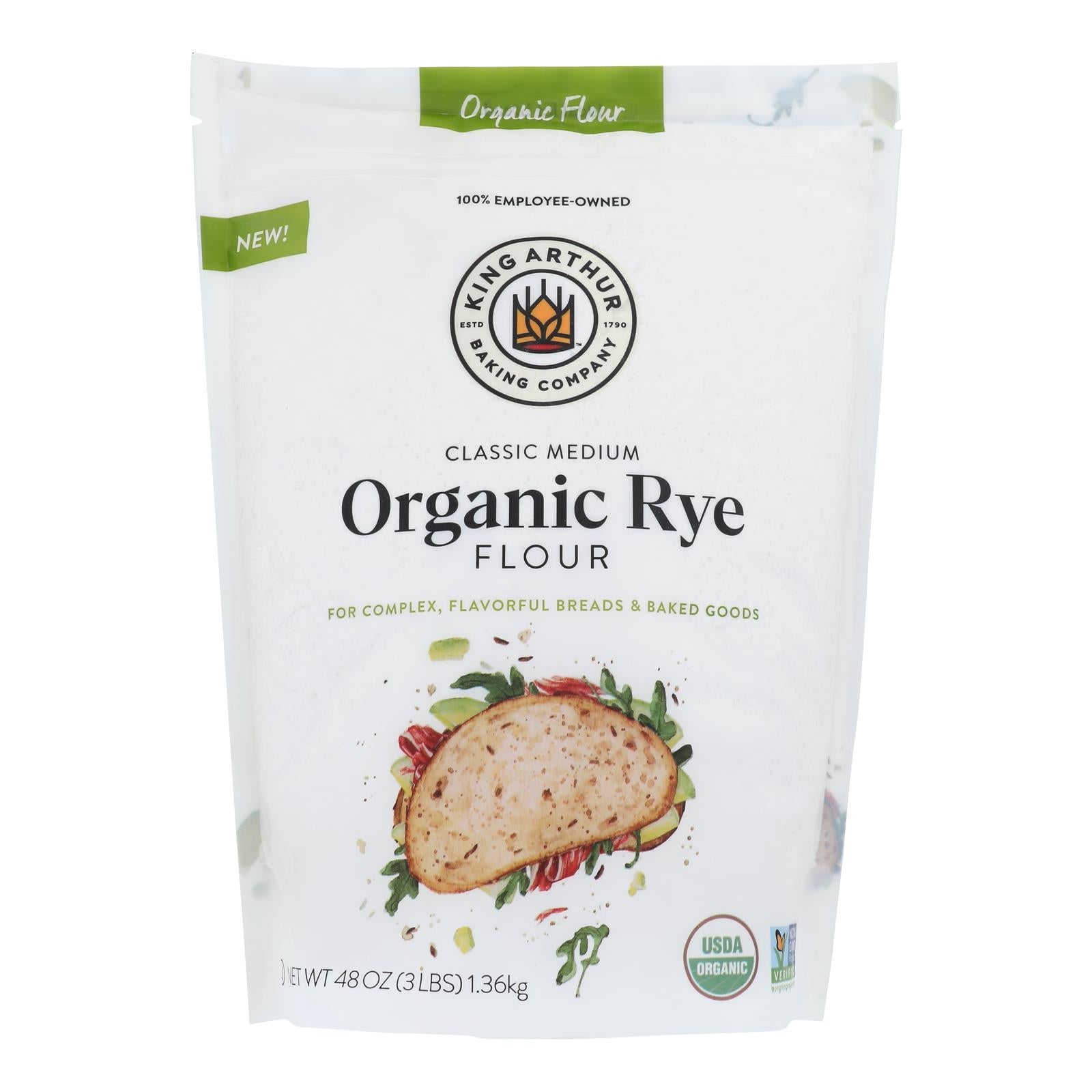 King Arthur Baking Company - Flour Organic Rye - Case Of 4-48 Oz - GreatEagleInc
