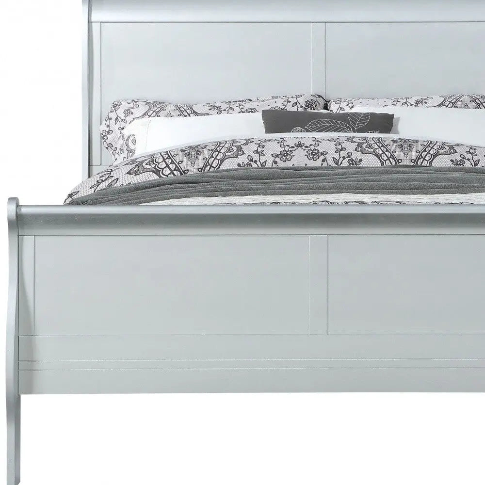 King Silver Sleigh Bed - GreatEagleInc