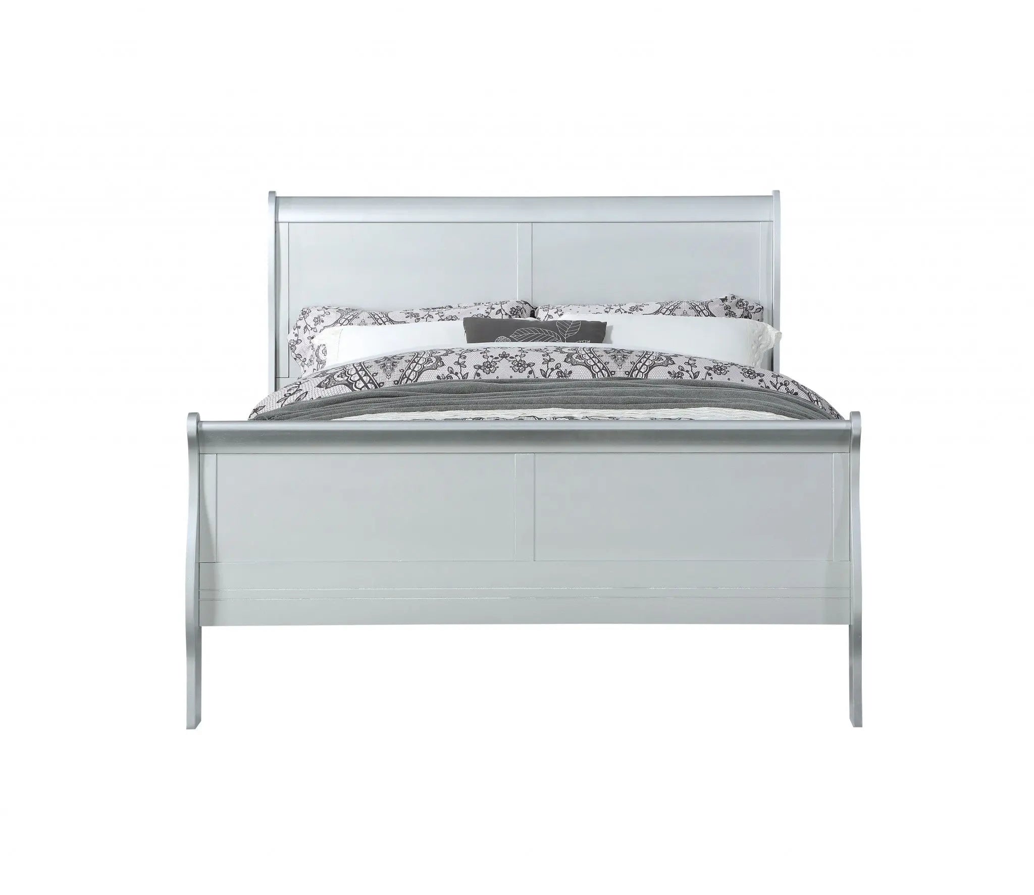 King Silver Sleigh Bed - GreatEagleInc