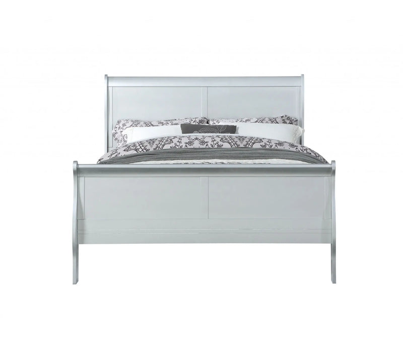 King Silver Sleigh Bed - GreatEagleInc