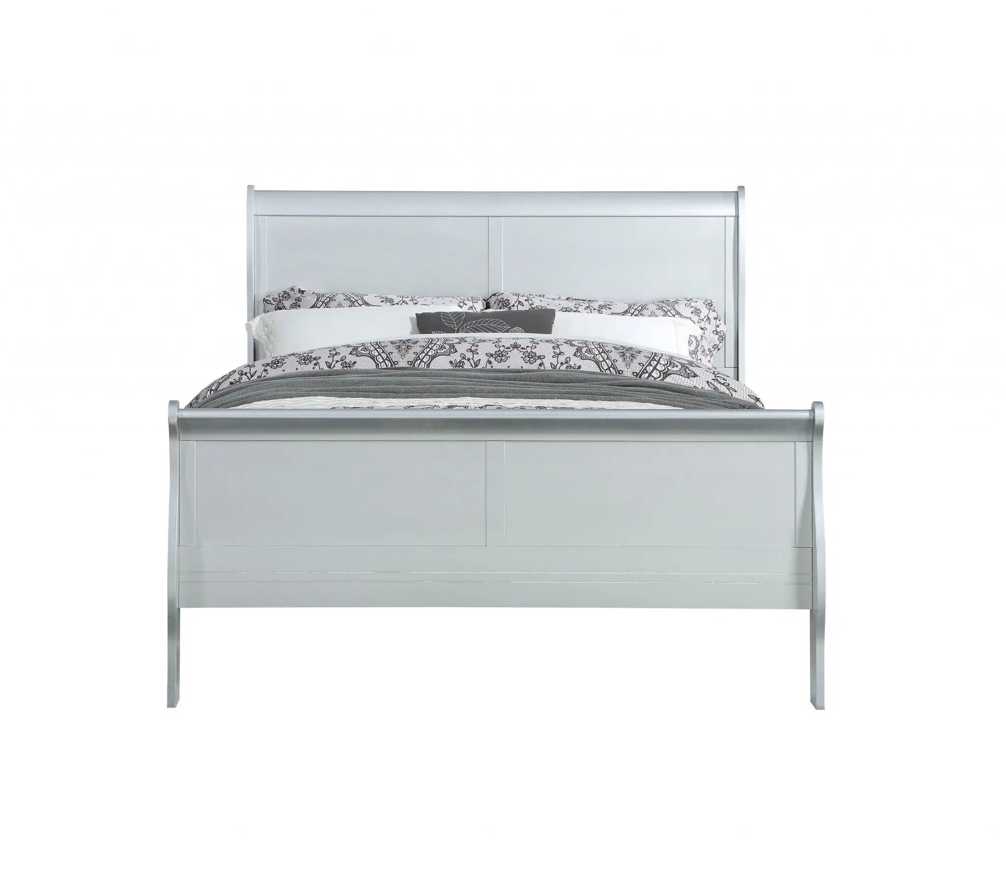 King Silver Sleigh Bed - GreatEagleInc