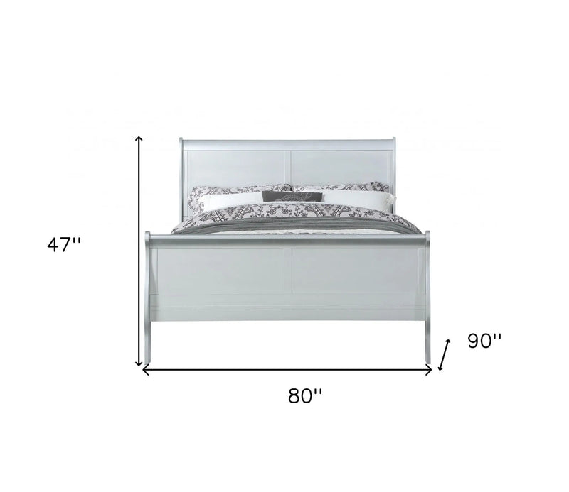 King Silver Sleigh Bed - GreatEagleInc