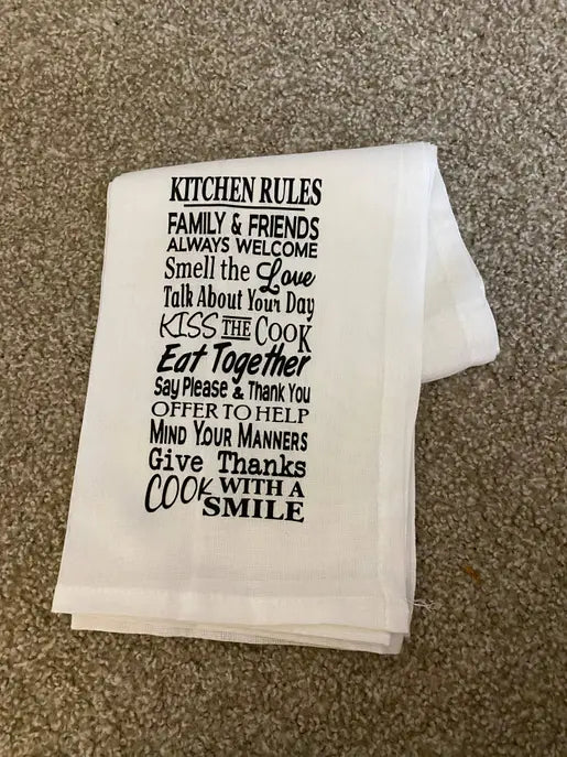 "Kitchen Rules. . ." Tea Towel Your Custom Sports