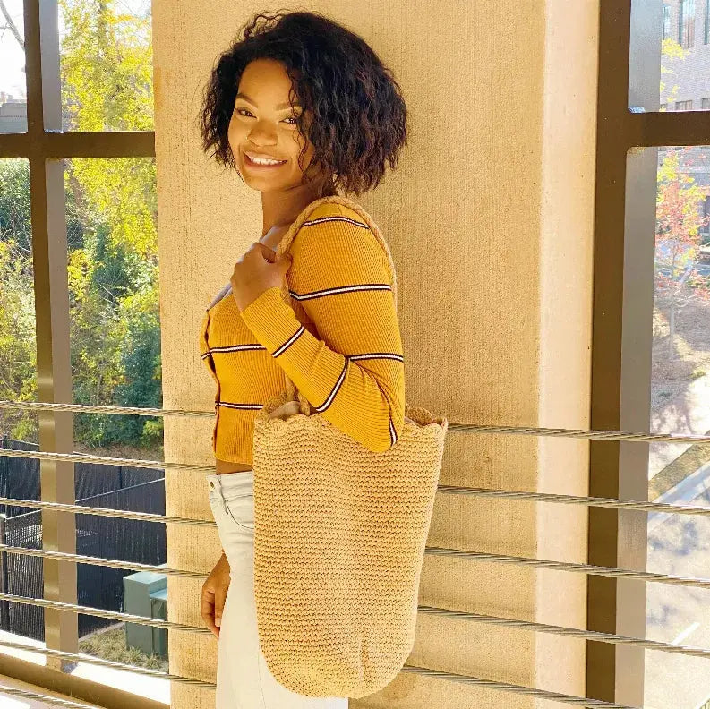 Knitted Scalloped Edge Tote Ellison+Young