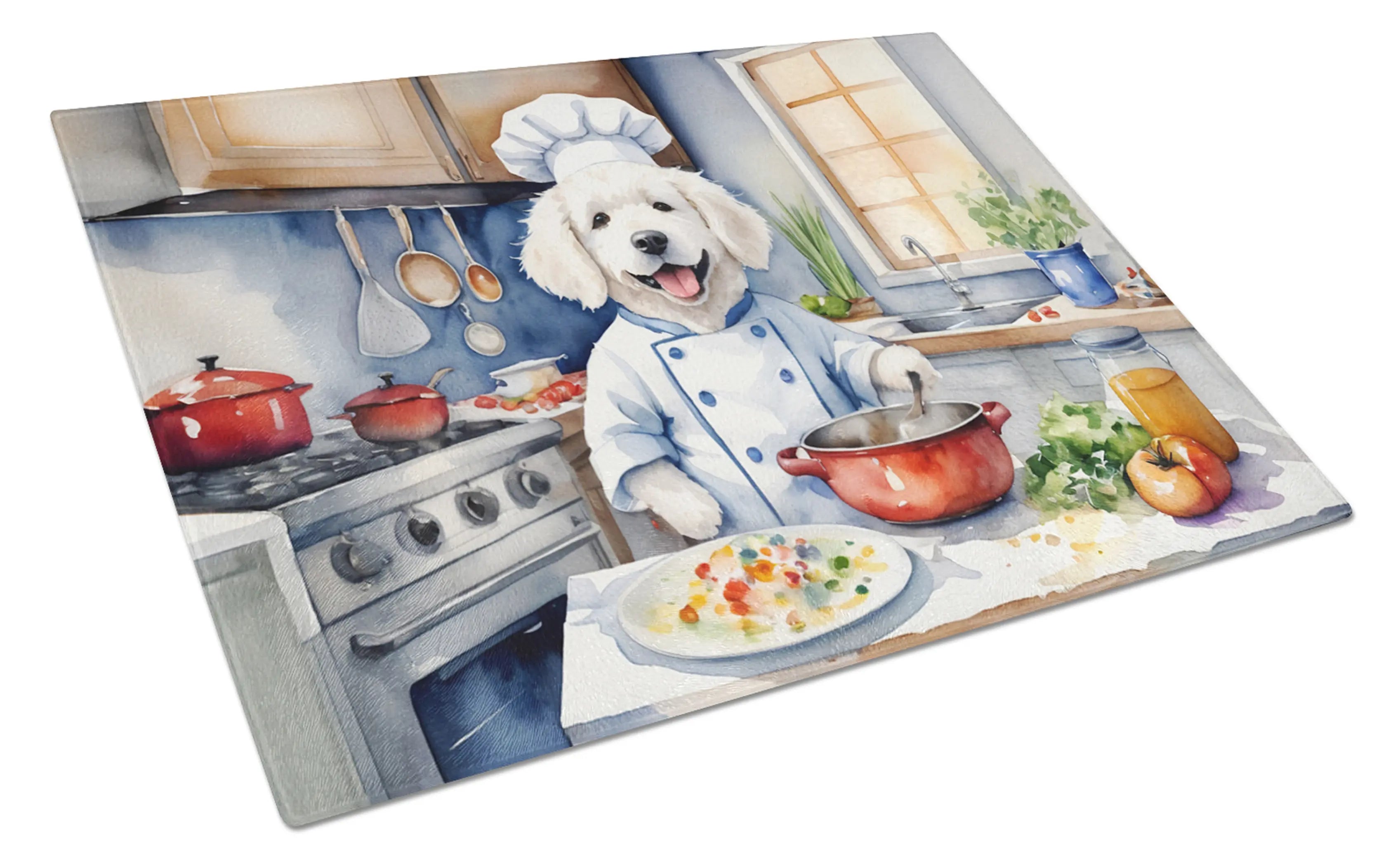 Kuvasz The Chef Glass Cutting Board Caroline's Treasures