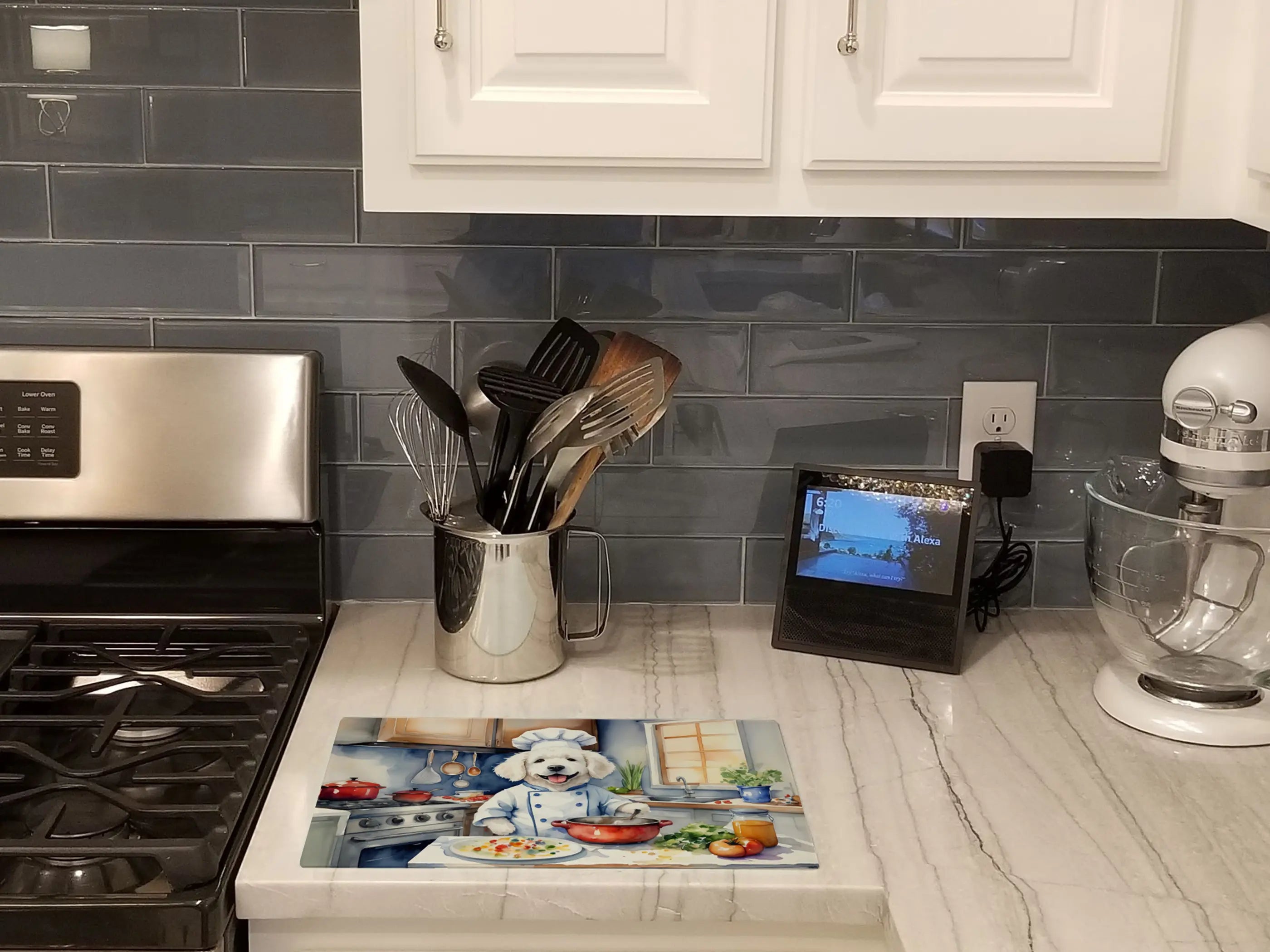Kuvasz The Chef Glass Cutting Board Caroline's Treasures