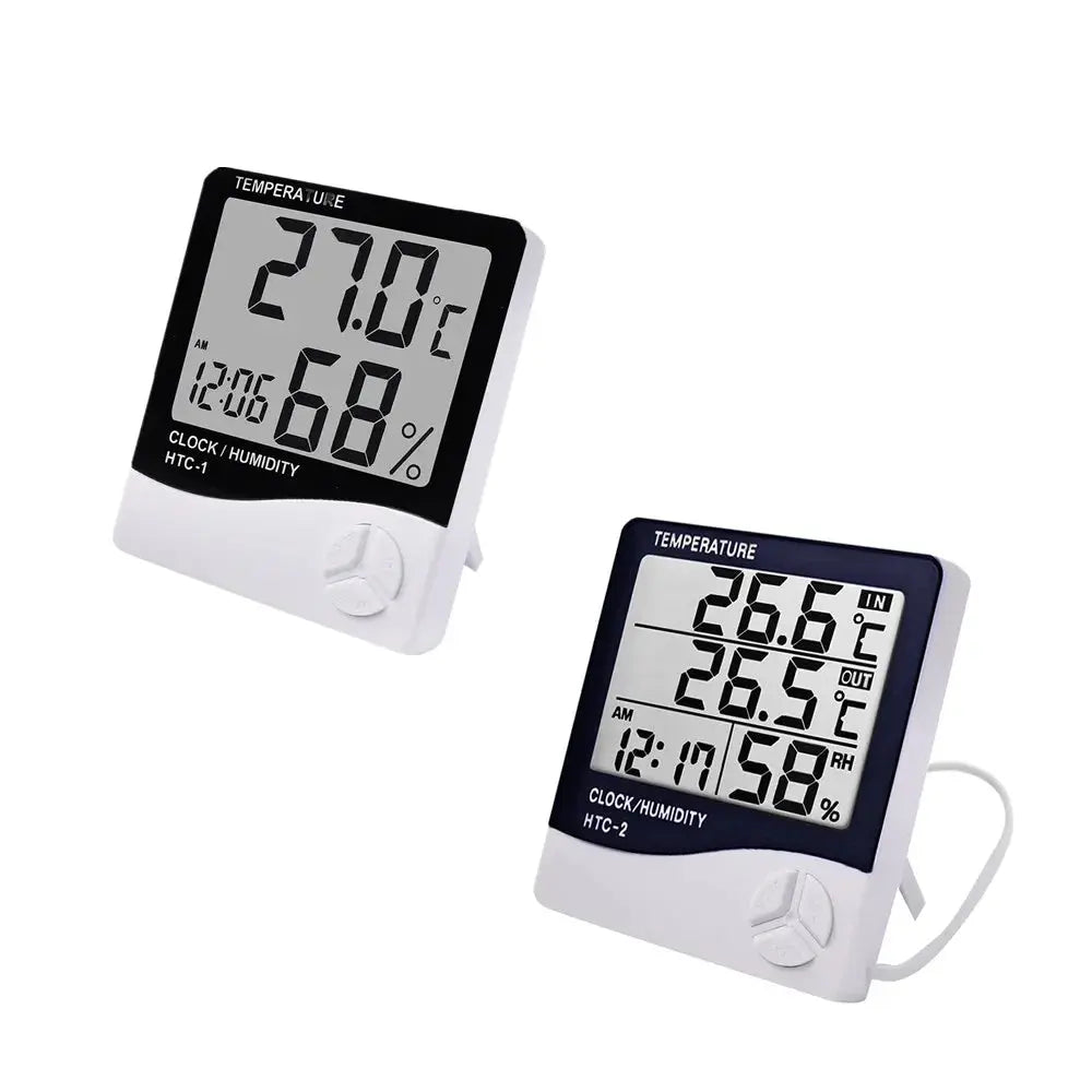 LCD Electronic Digital Temperature Humidity Meter Thermometer Hygrometer Indoor Outdoor Weather Station Clock HTC-1 HTC-2 GreatEagleInc