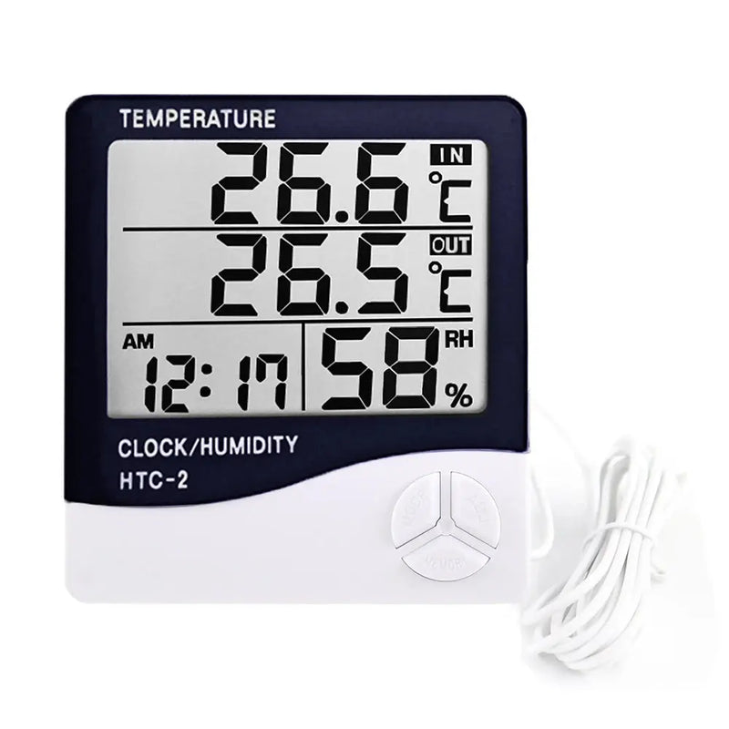 LCD Electronic Digital Temperature Humidity Meter Thermometer Hygrometer Indoor Outdoor Weather Station Clock HTC-1 HTC-2 GreatEagleInc