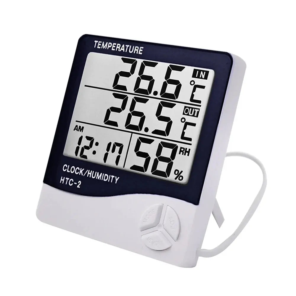 LCD Electronic Digital Temperature Humidity Meter Thermometer Hygrometer Indoor Outdoor Weather Station Clock HTC-1 HTC-2 GreatEagleInc