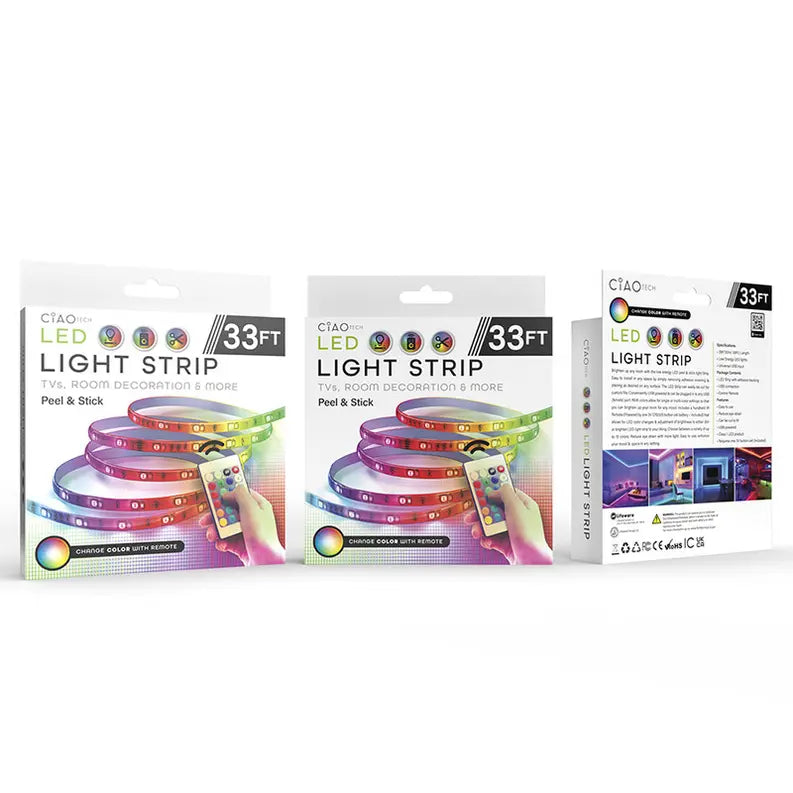 LED RGB 10 Meter (33 Ft) Strip Light with Remote CIAO Tech
