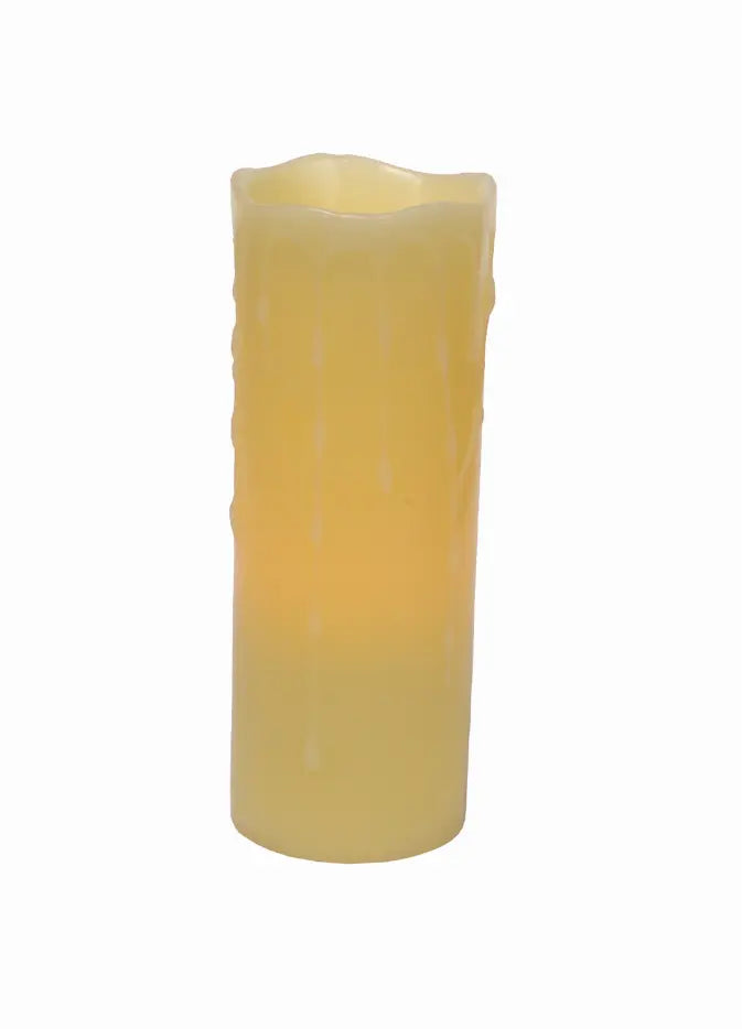 LED Wax Dripping Pillar Candle (Set of 3) 3"Dx8"H Wax/Plastic - 2 C Batteries Not Included Melrose Intl.