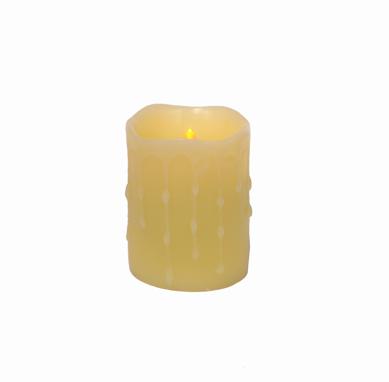 LED Wax Dripping Pillar Candle (Set of 4) 3"Dx4"H Wax/Plastic - 2 C Batteries Not Included Melrose Intl.