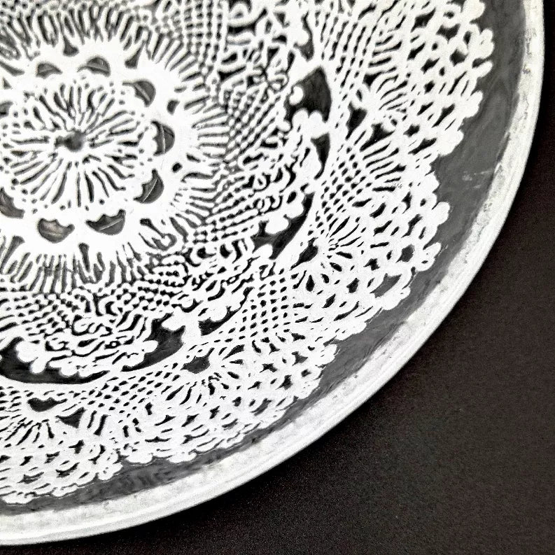 LILLE 7" Glass Salad Bowl Clear/White Red Pomegranate Collection