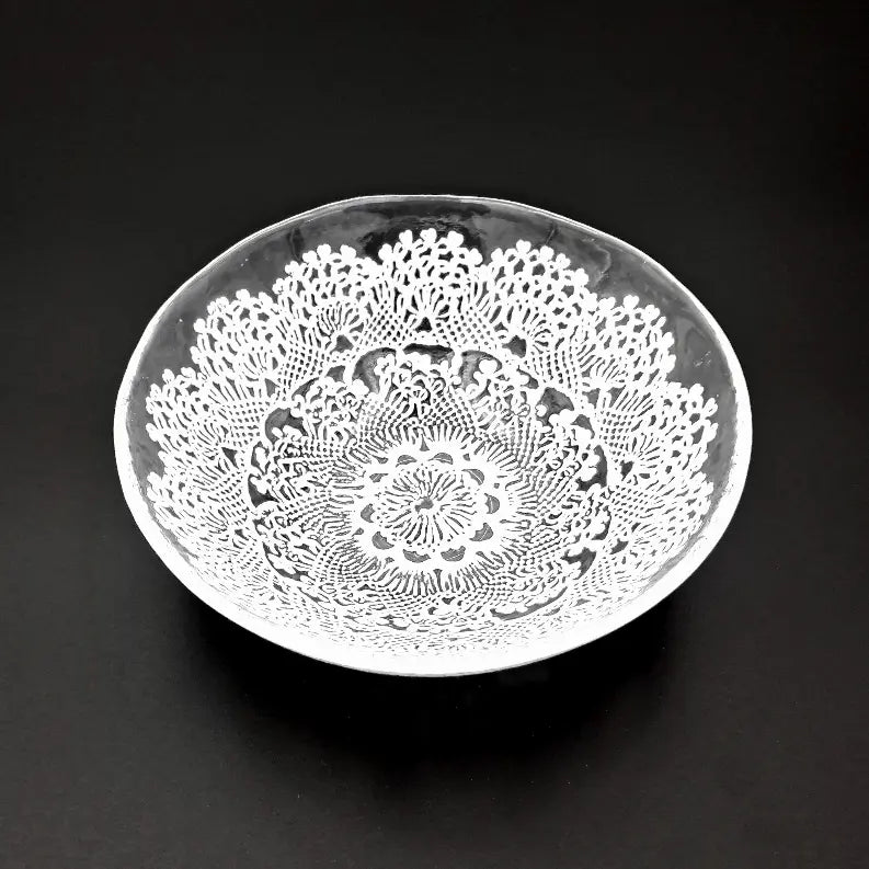 LILLE 7" Glass Salad Bowl Clear/White Red Pomegranate Collection