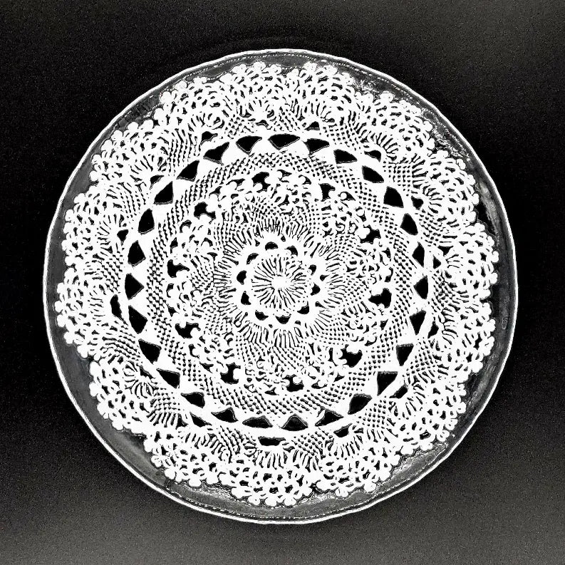LILLE Glass Plate Clear/White Red Pomegranate Collection