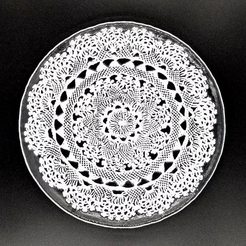 LILLE Glass Plate Clear/White Red Pomegranate Collection