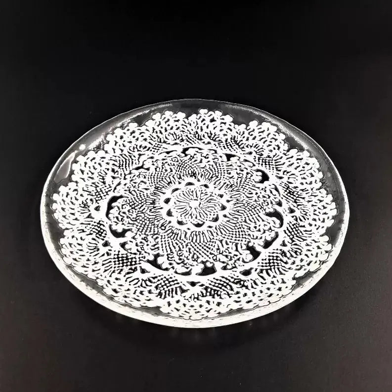 LILLE Glass Plate Clear/White Red Pomegranate Collection